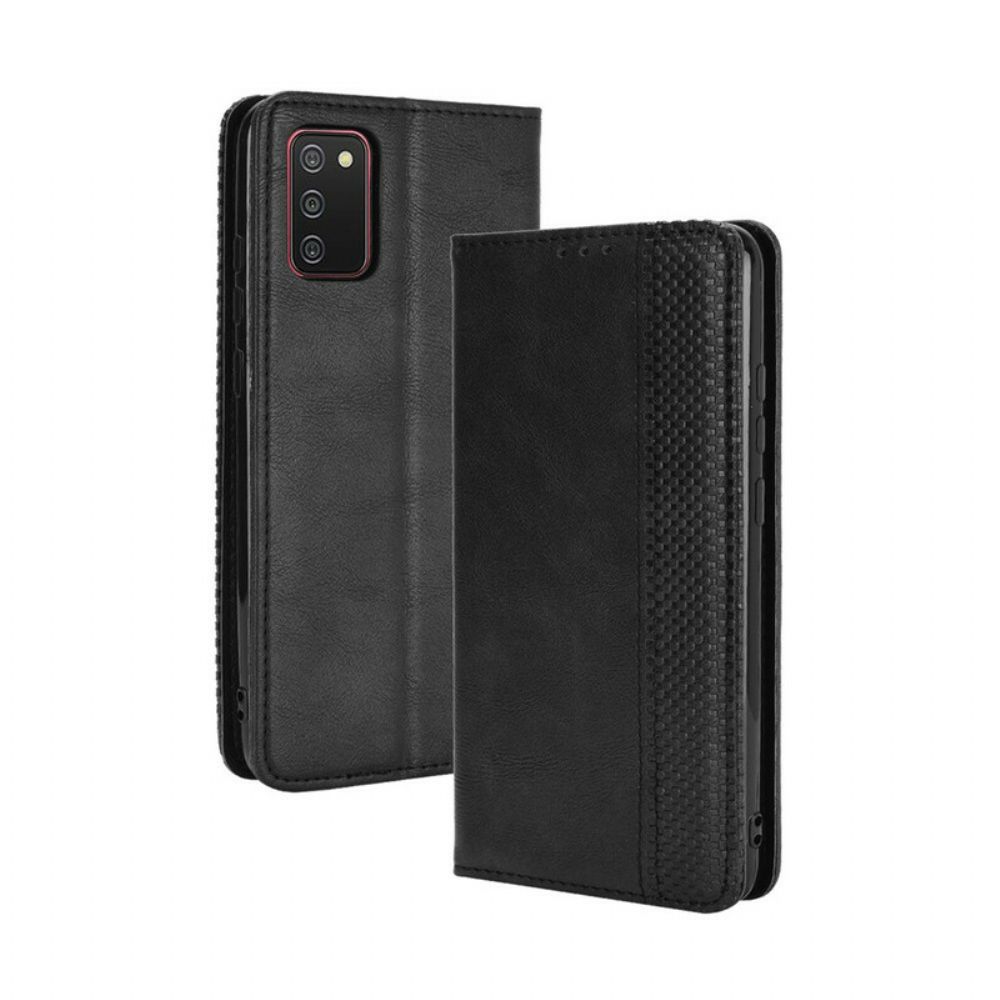 Bescherming Hoesje voor Samsung Galaxy A02s Folio-hoesje Vintage Gestileerd Leereffect