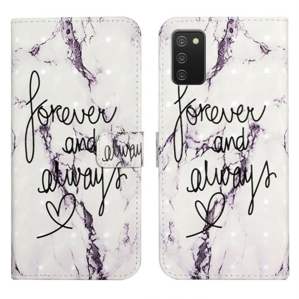 Folio-hoesje voor Samsung Galaxy A02s Marmer Forever & Always