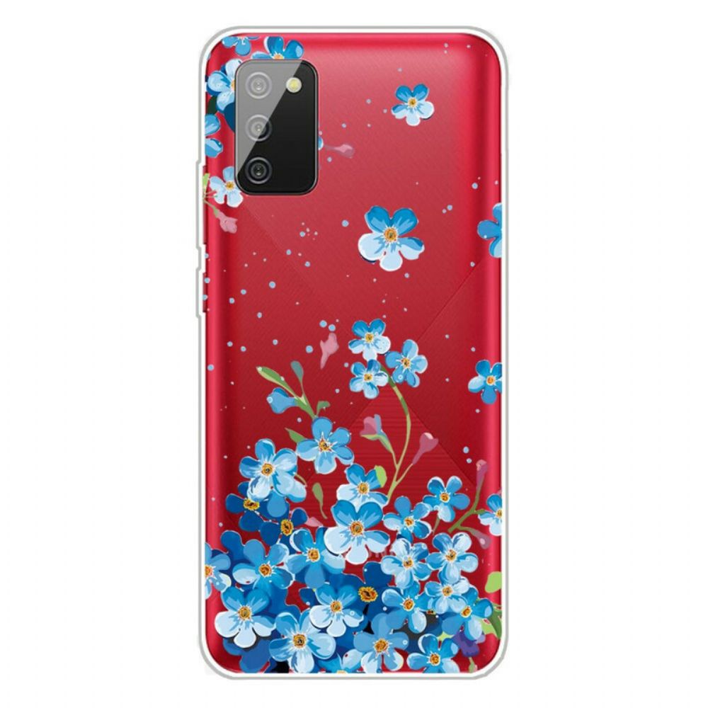 Hoesje voor Samsung Galaxy A02s Blauwe Bloemen