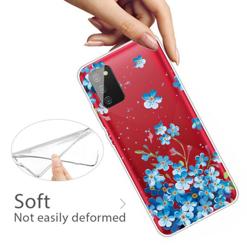 Hoesje voor Samsung Galaxy A02s Blauwe Bloemen