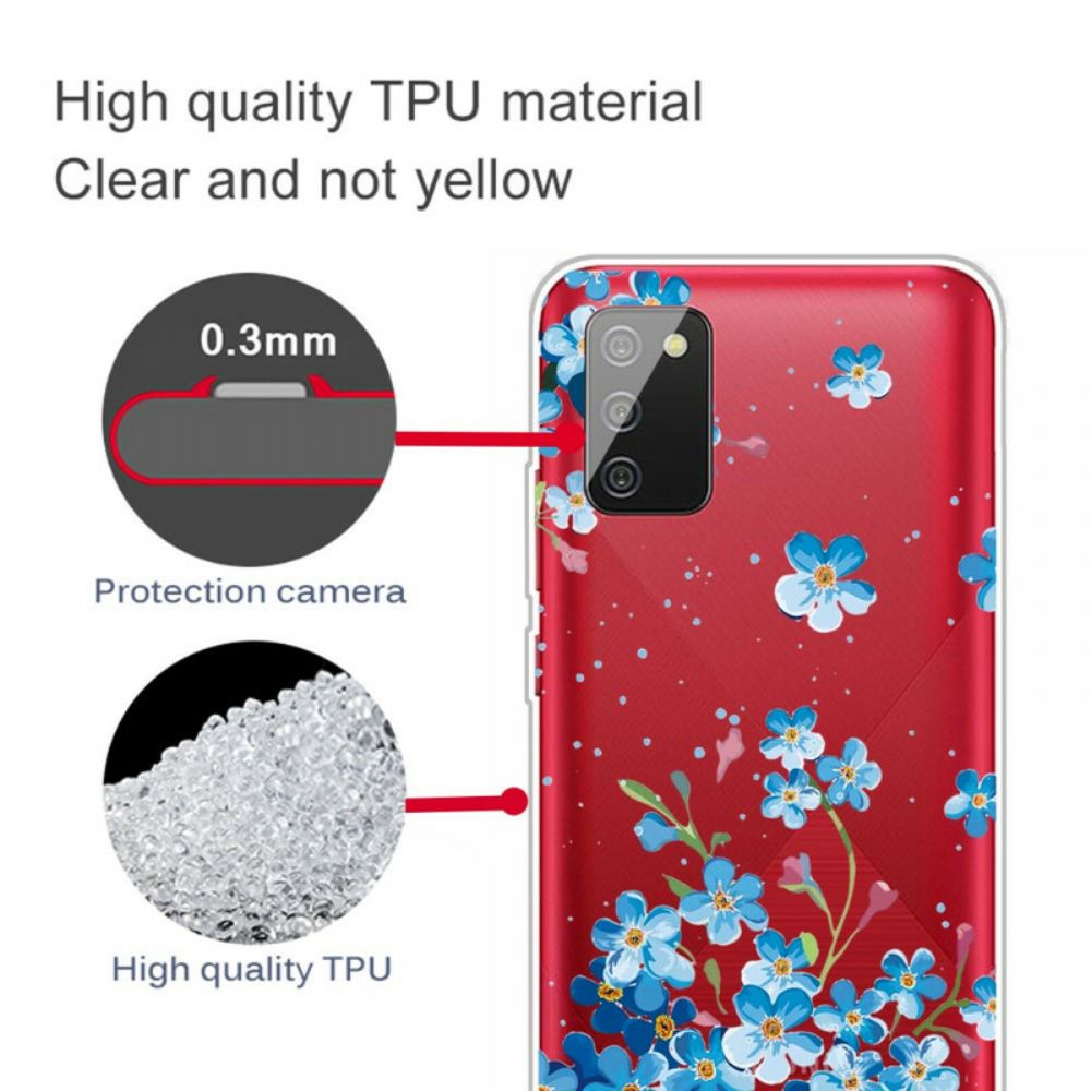 Hoesje voor Samsung Galaxy A02s Blauwe Bloemen