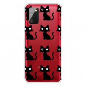 Hoesje voor Samsung Galaxy A02s Meerdere Zwarte Katten