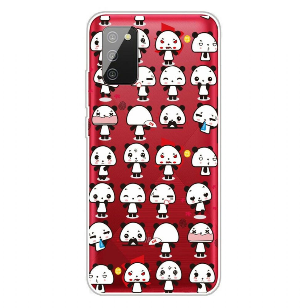 Hoesje voor Samsung Galaxy A02s Transparante Grappige Panda's