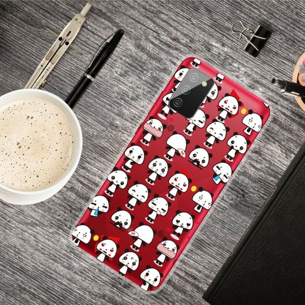 Hoesje voor Samsung Galaxy A02s Transparante Grappige Panda's