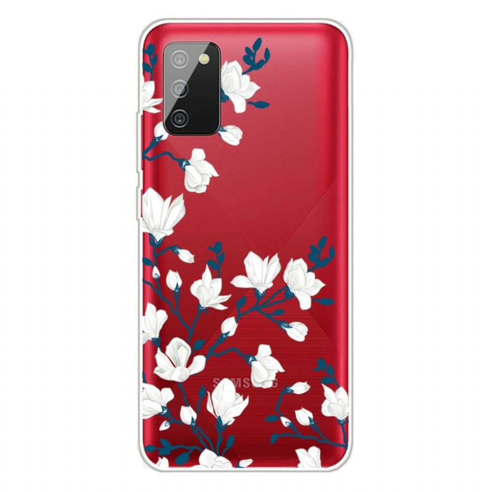 Hoesje voor Samsung Galaxy A02s Witte Bloemen