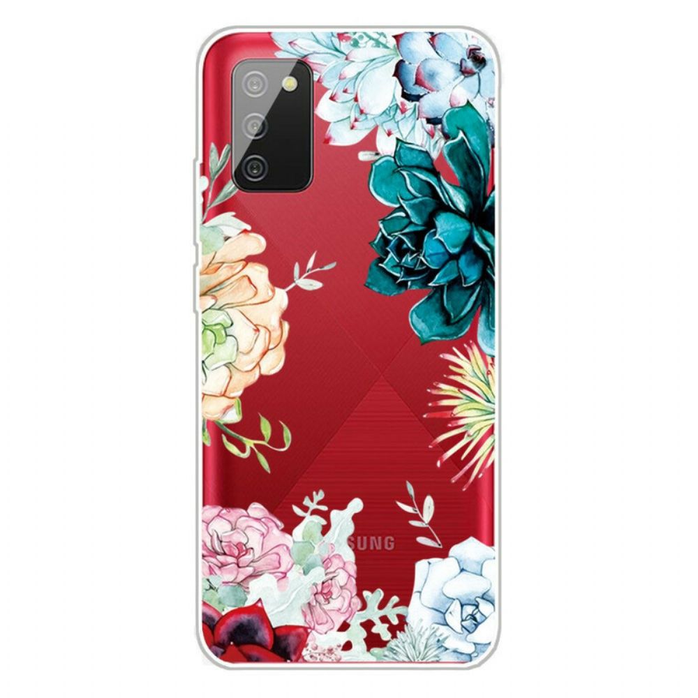 Telefoonhoesje voor Samsung Galaxy A02s Naadloze Aquarelbloemen