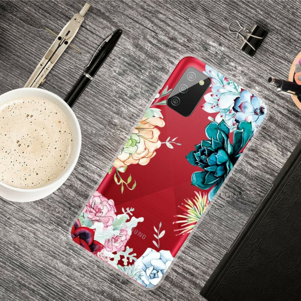 Telefoonhoesje voor Samsung Galaxy A02s Naadloze Aquarelbloemen