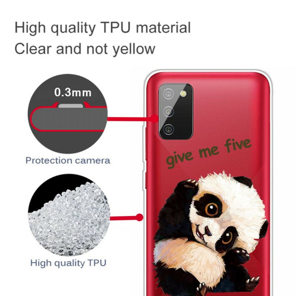 Telefoonhoesje voor Samsung Galaxy A02s Transparante Panda Geef Me Vijf