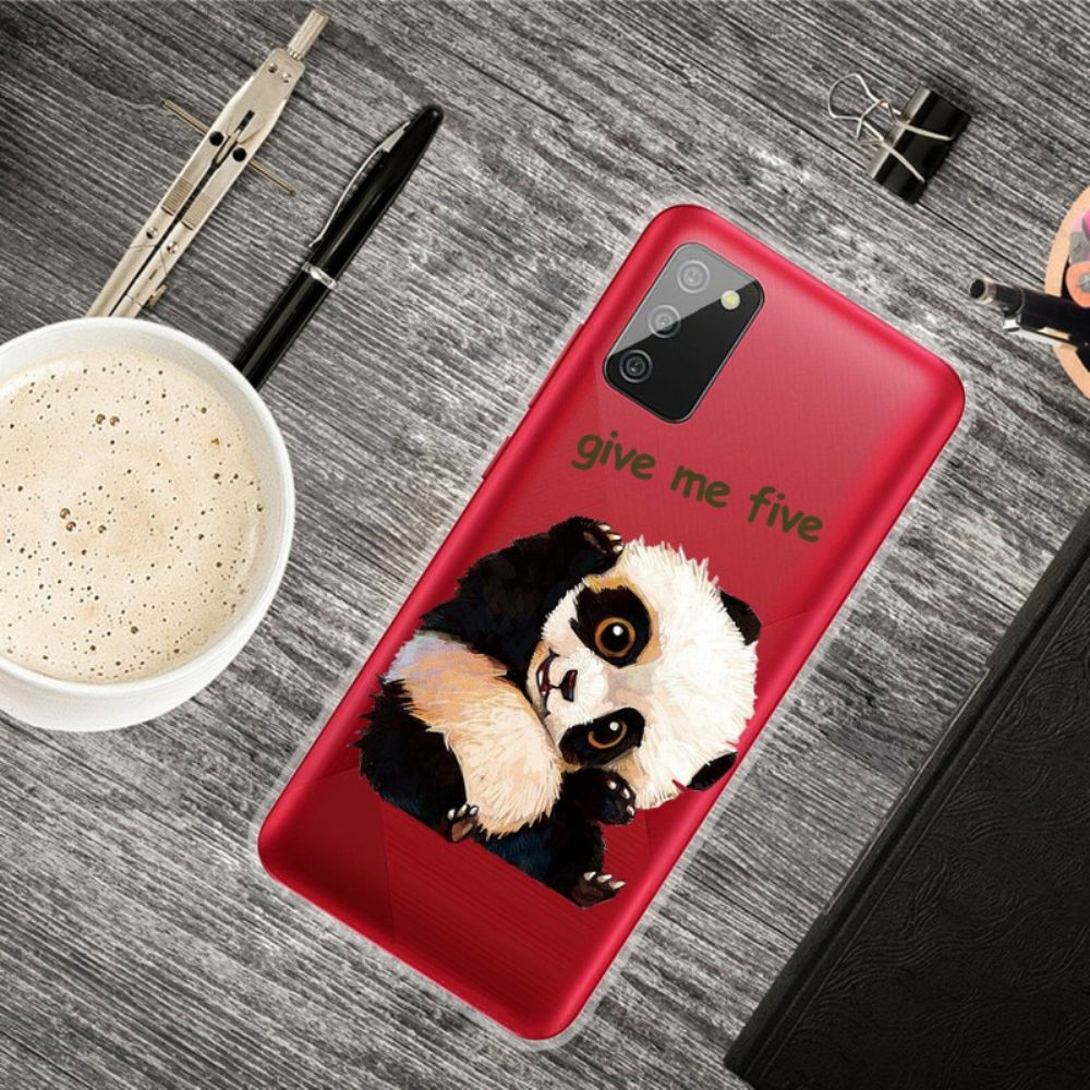 Telefoonhoesje voor Samsung Galaxy A02s Transparante Panda Geef Me Vijf