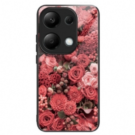 Case Hoesje Xiaomi Redmi Note 13 Pro 4g Telefoonhoesje Gehard Glas Rode En Roze Bloemen