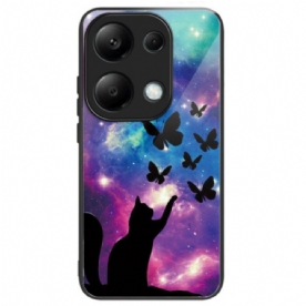 Cover Hoesje Xiaomi Redmi Note 13 Pro 4g Telefoonhoesje Kat En Vlinders Van Gehard Glas