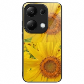 Cover Hoesje Xiaomi Redmi Note 13 Pro 4g Telefoonhoesje Zonnebloemen Van Gehard Glas