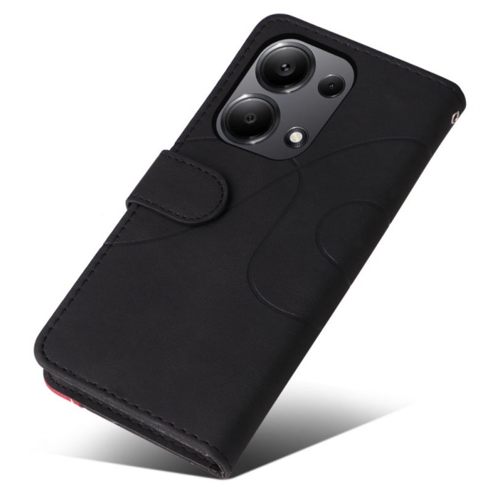 Flip Case Leren Xiaomi Redmi Note 13 Pro 4g Tweekleurig En Lijnen