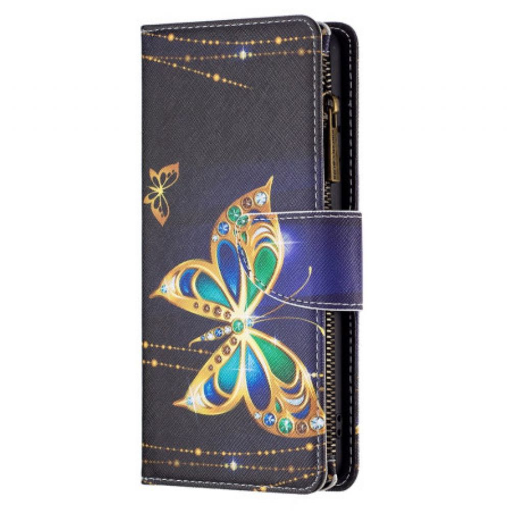 Folio-hoesje Xiaomi Redmi Note 13 Pro 4g Telefoonhoesje Strass Vlinder Portemonnee Met Riem