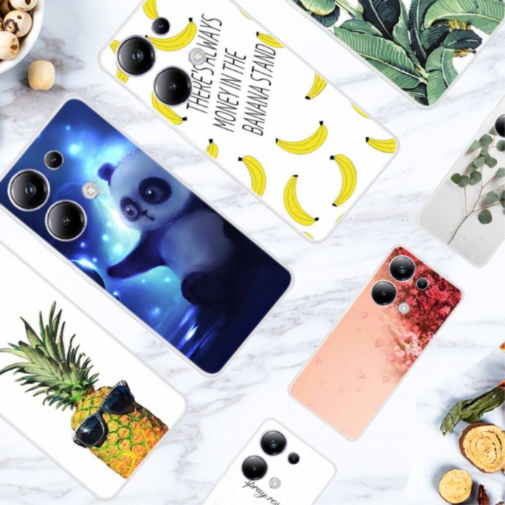 Hoesje Voor Xiaomi Redmi Note 13 Pro 4g Panda Op Blauwe Achtergrond