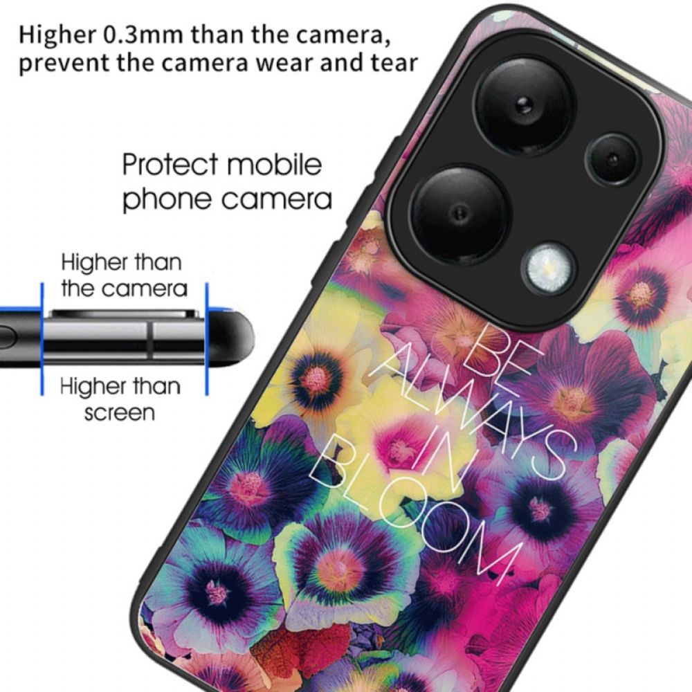 Hoesje Xiaomi Redmi Note 13 Pro 4g Gehard Glas Kleurrijke Bloemen