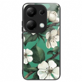 Hoesje Xiaomi Redmi Note 13 Pro 4g Gehard Glas Witte Bloemen