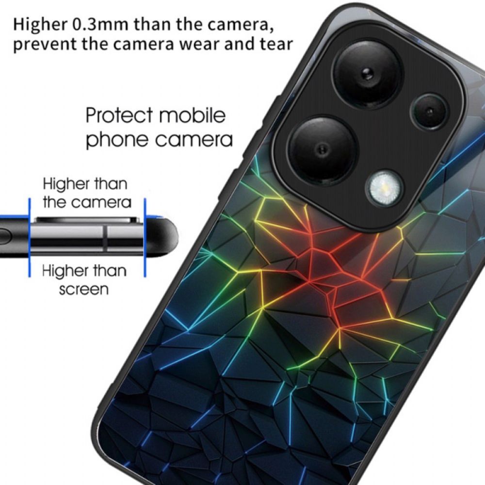 Hoesje Xiaomi Redmi Note 13 Pro 4g Geometrie Gehard Glas Bescherming Hoesje