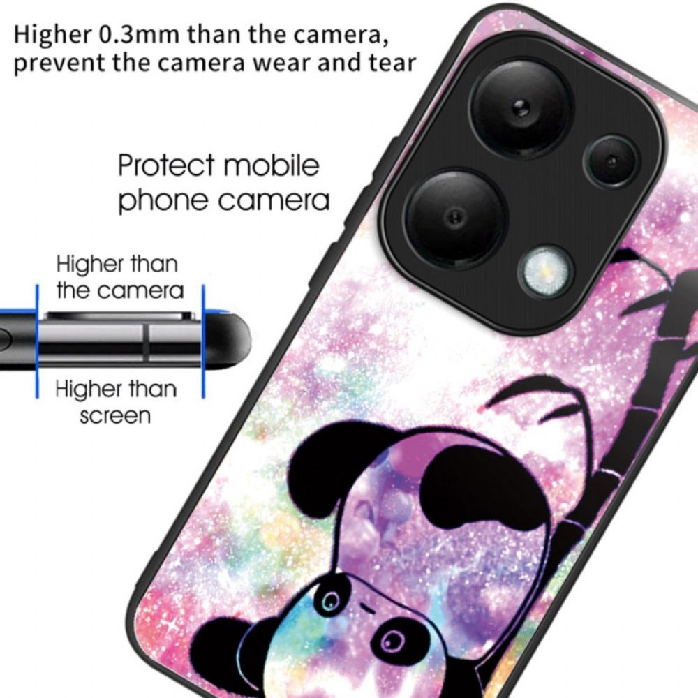 Hoesje Xiaomi Redmi Note 13 Pro 4g Schattige Panda Van Gehard Glas