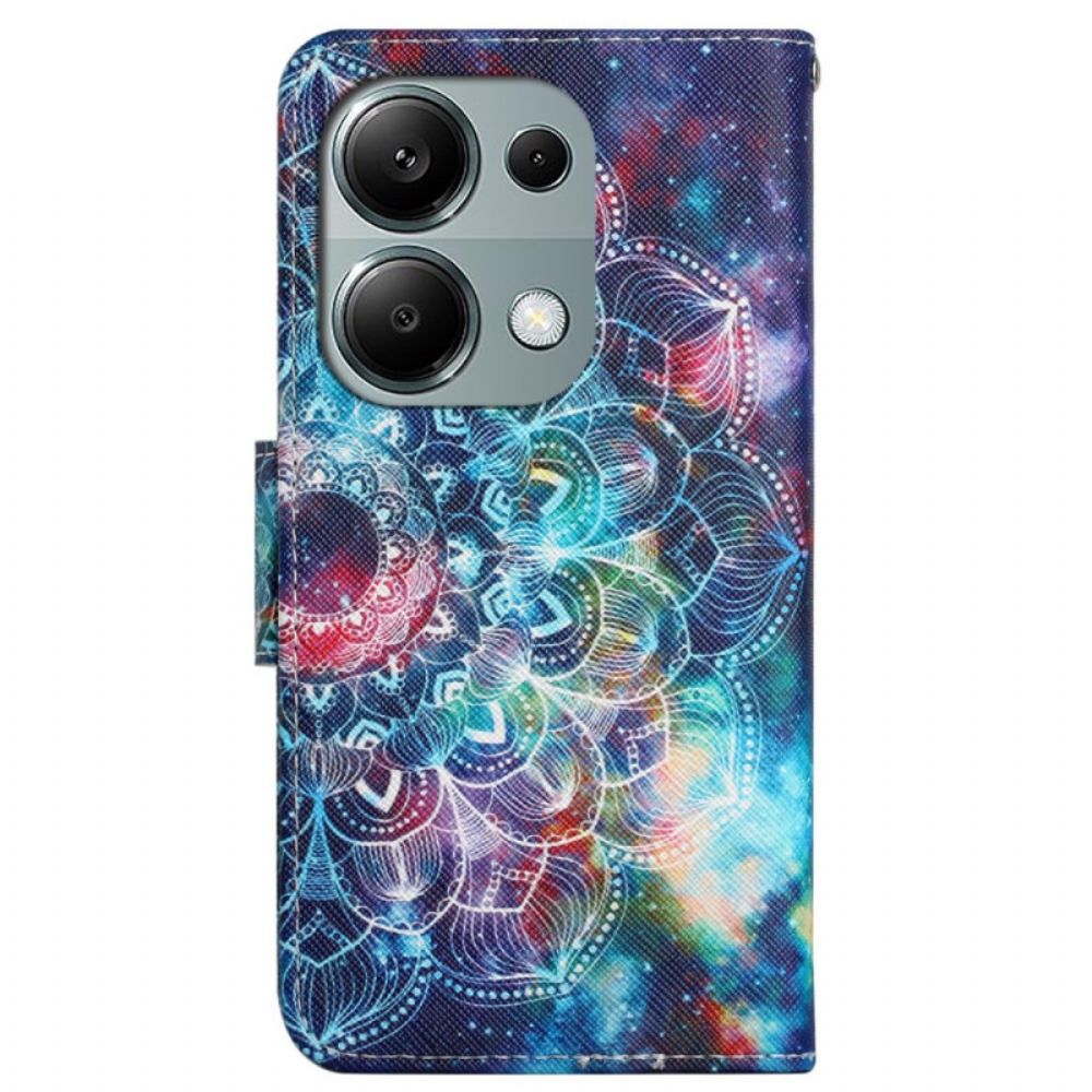 Leren Hoesje Voor Xiaomi Redmi Note 13 Pro 4g Sterrenhemel En Lanyard Mandala