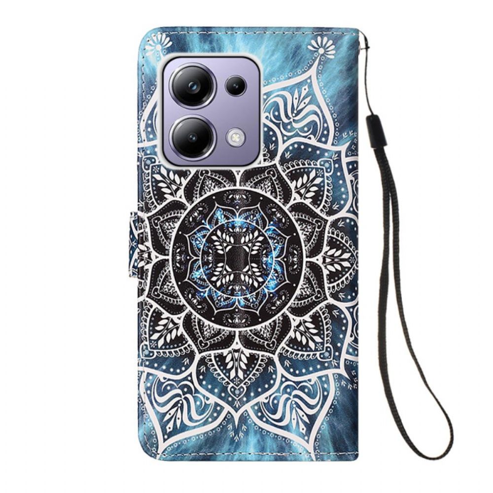 Leren Hoesje Xiaomi Redmi Note 13 Pro 4g Bloemenmandala Met Bandje