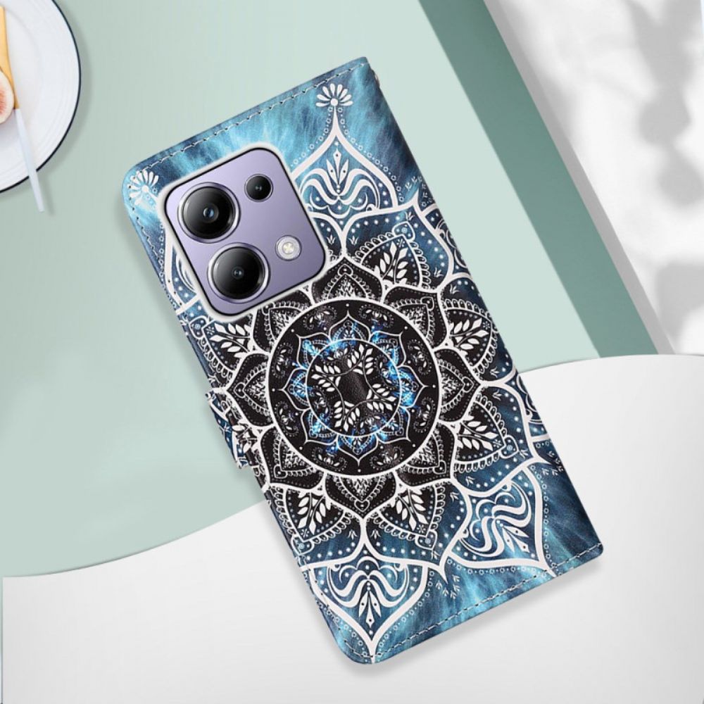 Leren Hoesje Xiaomi Redmi Note 13 Pro 4g Bloemenmandala Met Bandje