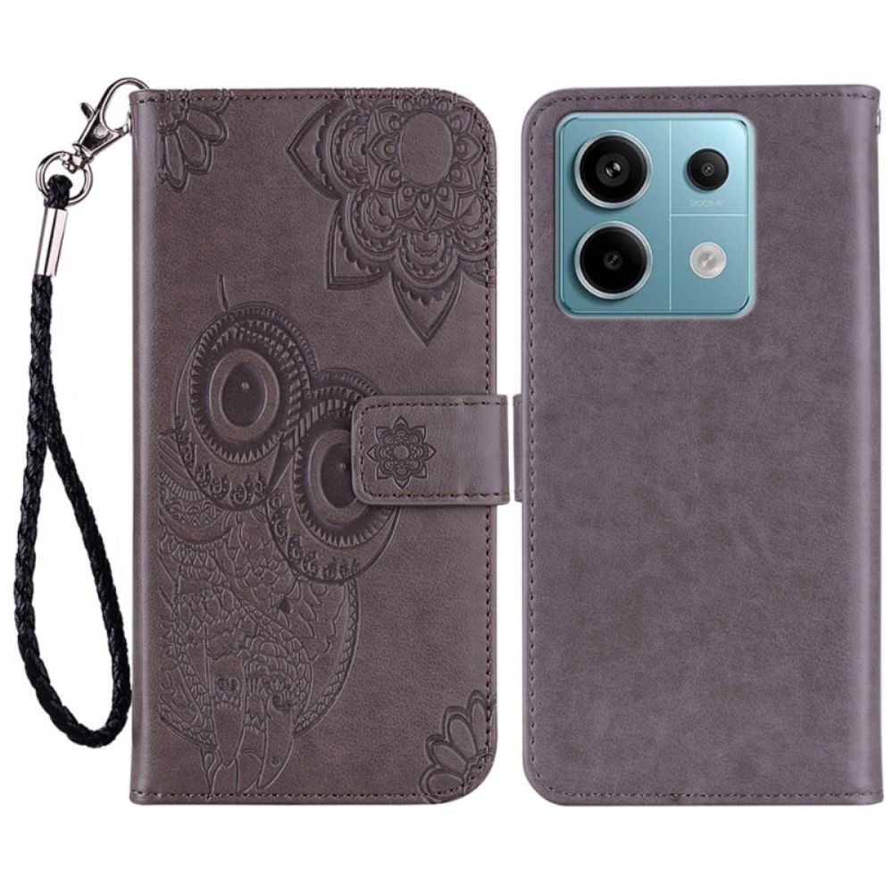 Leren Hoesje Xiaomi Redmi Note 13 Pro 4g Lanyard Uil Bescherming Hoesje