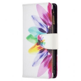 Leren Hoesje Xiaomi Redmi Note 13 Pro 4g Portemonnee Met Aquarelbloemen En Riem Bescherming Hoesje