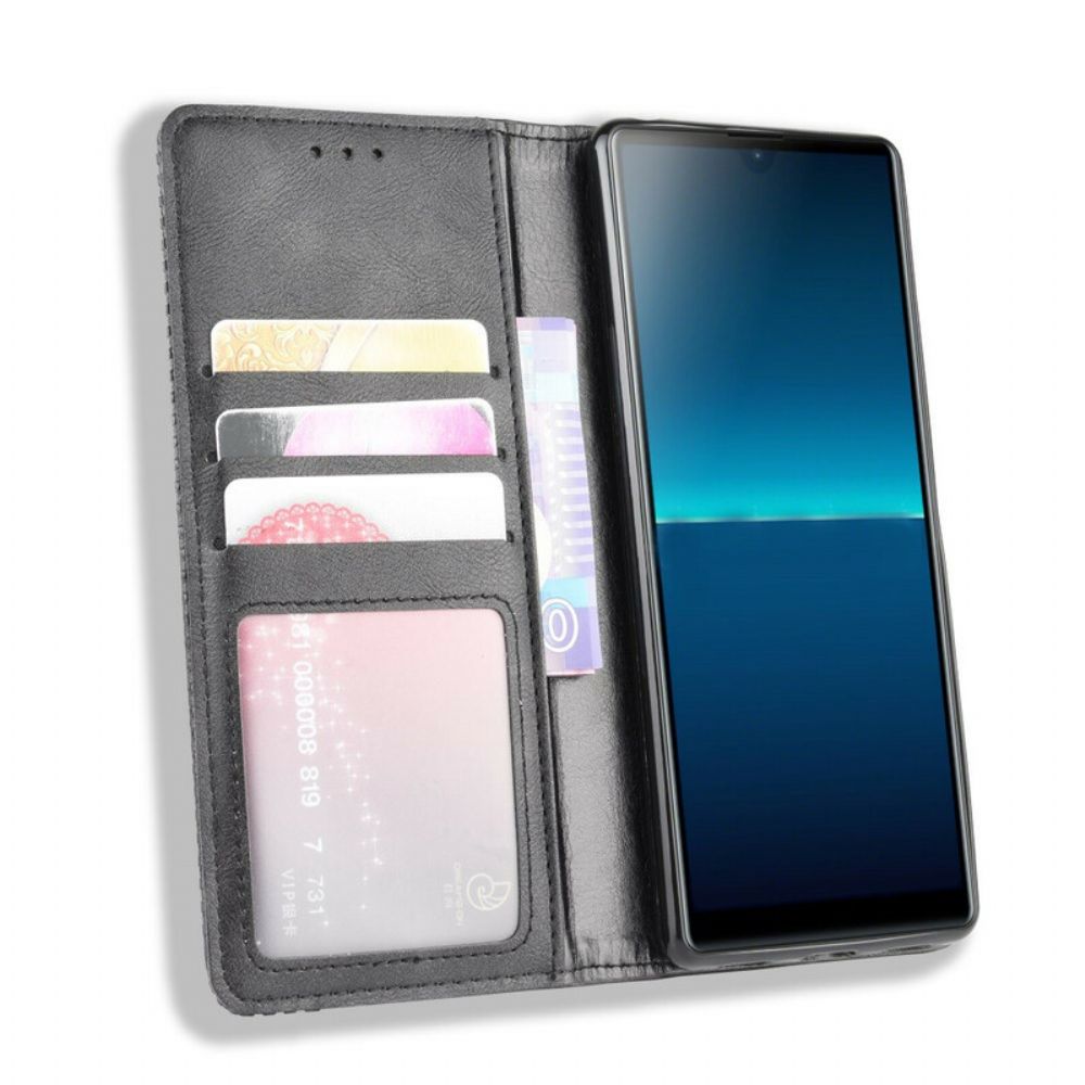 Bescherming Hoesje voor Sony Xperia L4 Folio-hoesje Vintage Gestileerd Leereffect