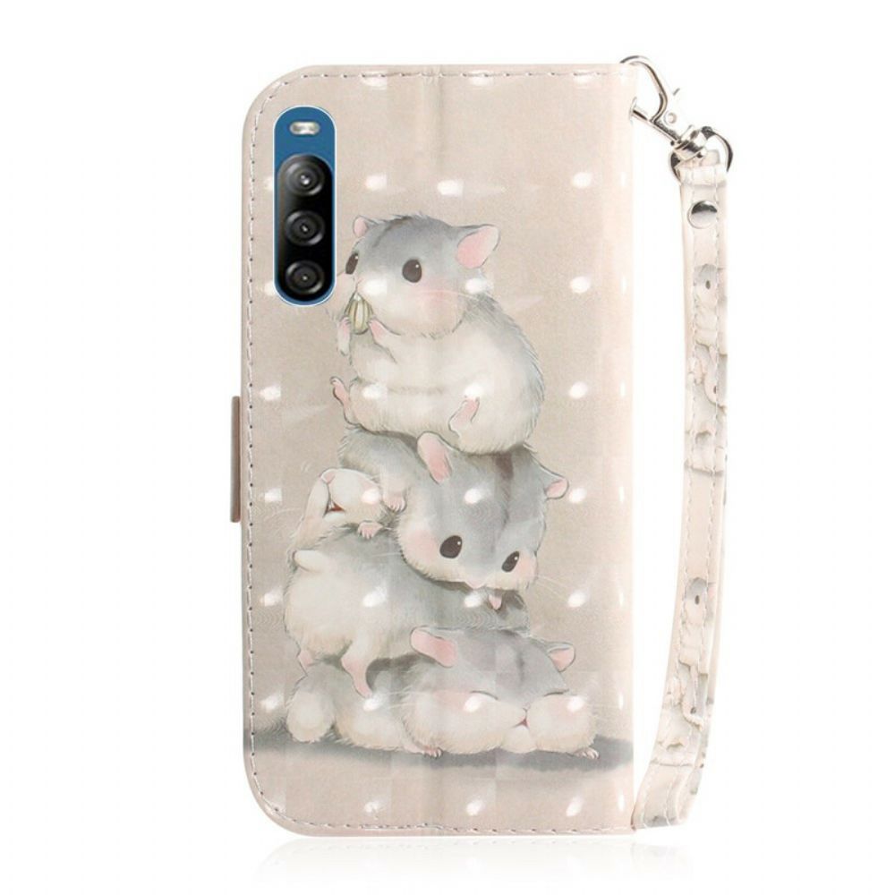 Folio-hoesje voor Sony Xperia L4 Met Ketting Thong Hamsters