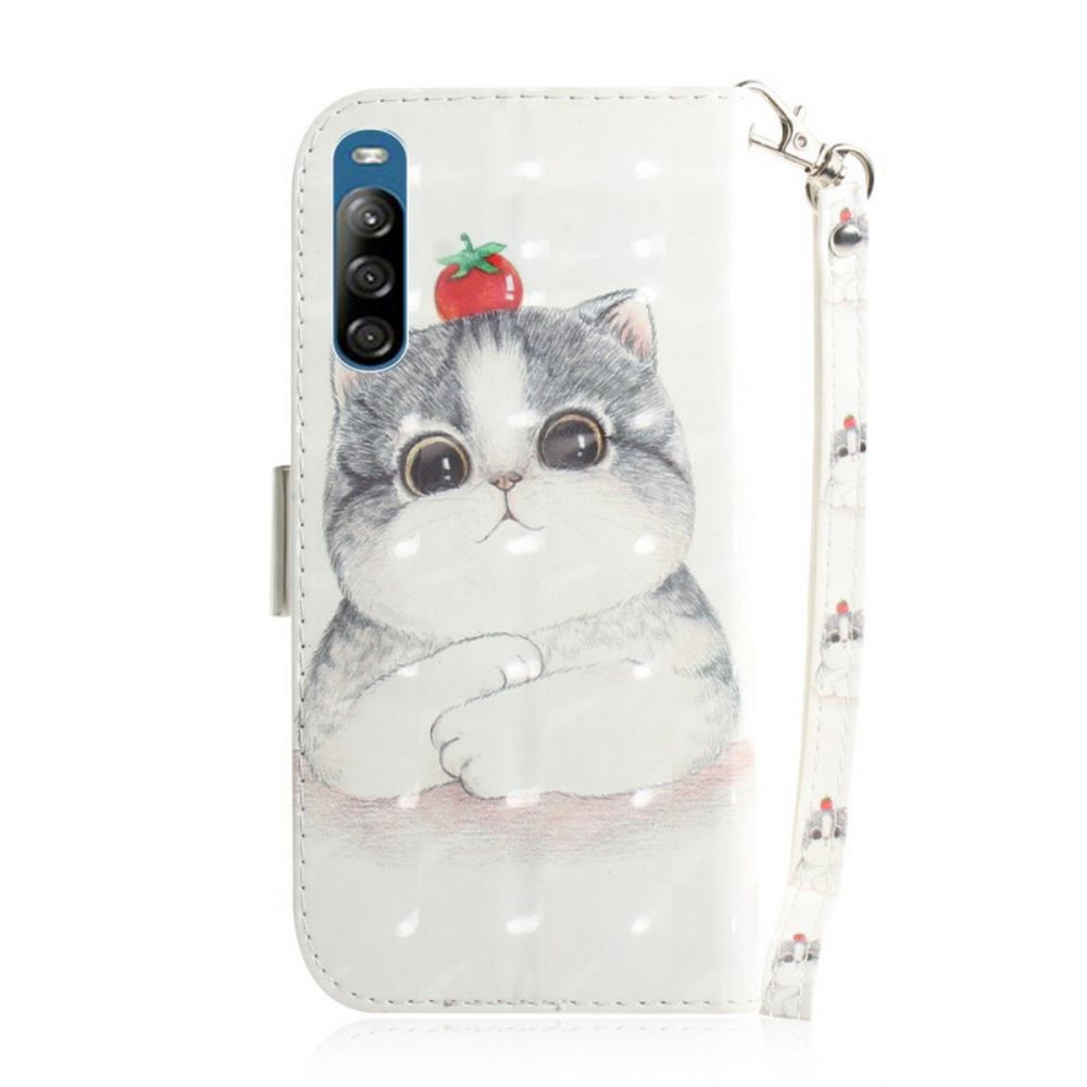 Folio-hoesje voor Sony Xperia L4 Met Ketting Tomaat Op De String Cat