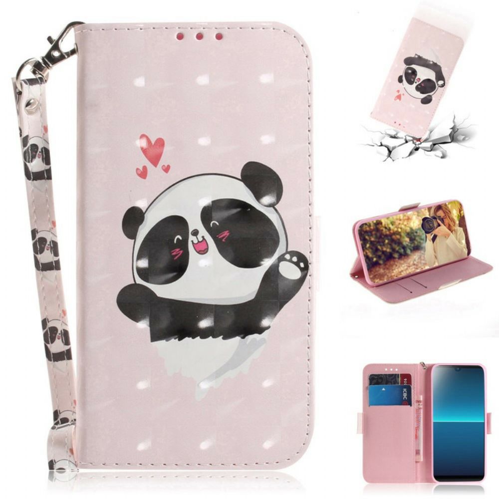 Leren Hoesje voor Sony Xperia L4 Met Ketting Thong Panda Liefde