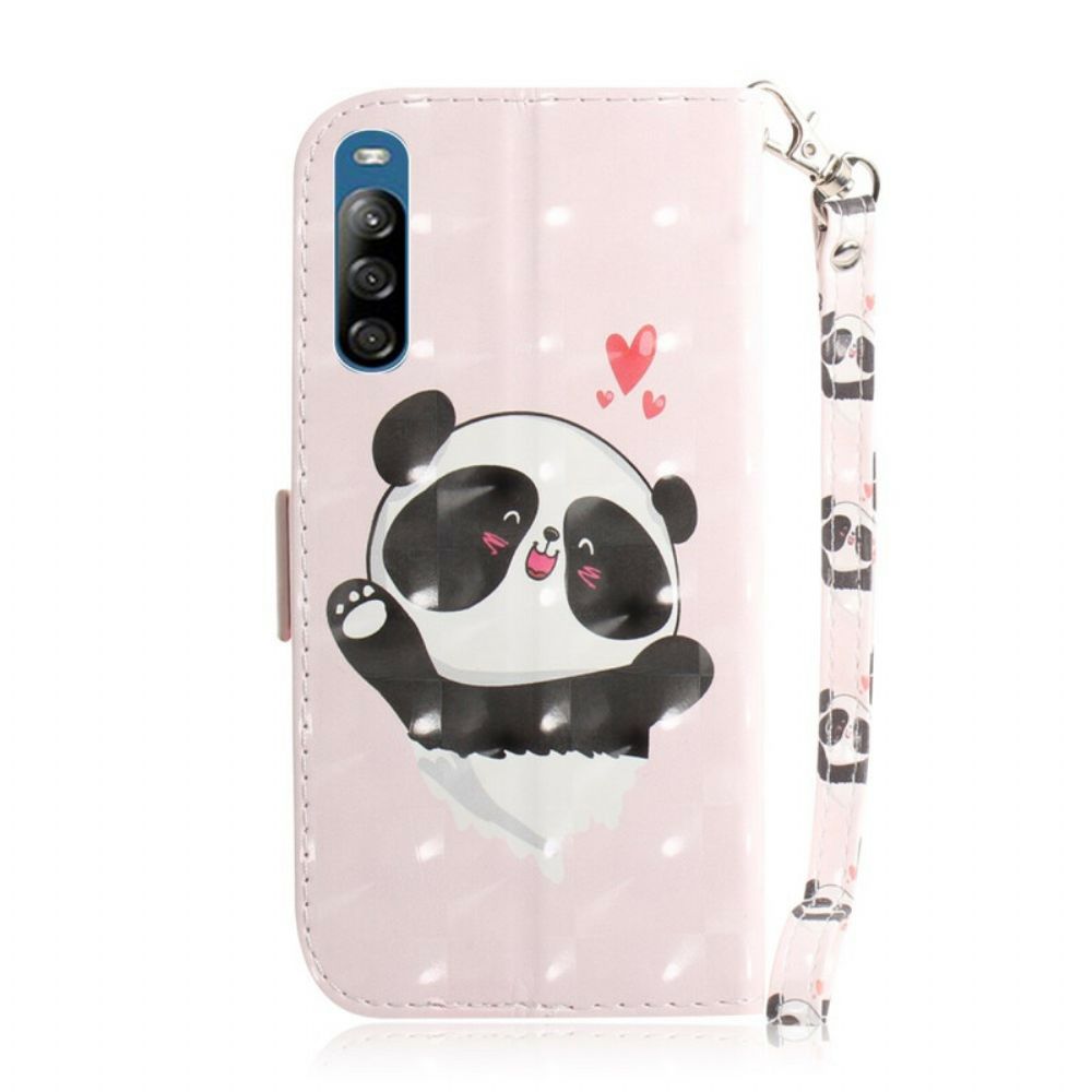 Leren Hoesje voor Sony Xperia L4 Met Ketting Thong Panda Liefde