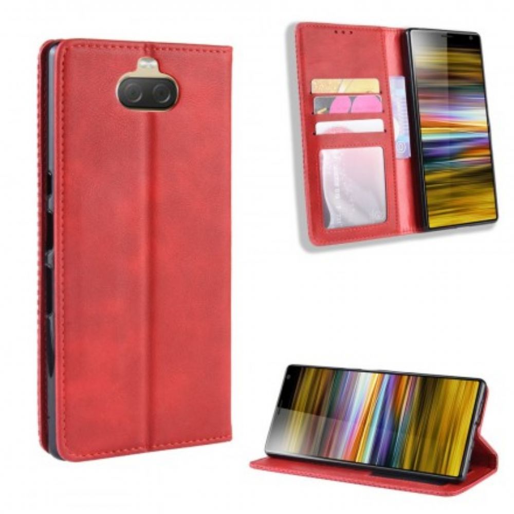 Bescherming Hoesje voor Sony Xperia 10 Folio-hoesje Uni Vintage Kunstleer