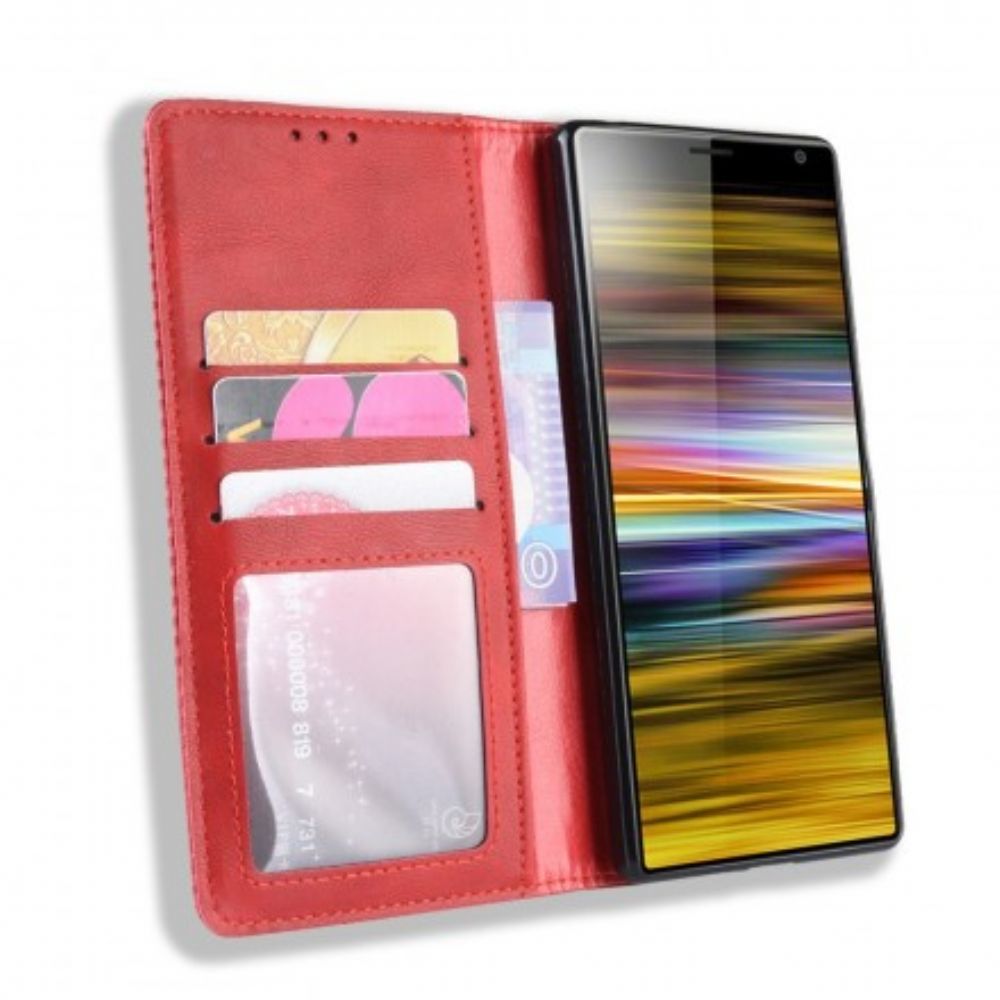 Bescherming Hoesje voor Sony Xperia 10 Folio-hoesje Uni Vintage Kunstleer