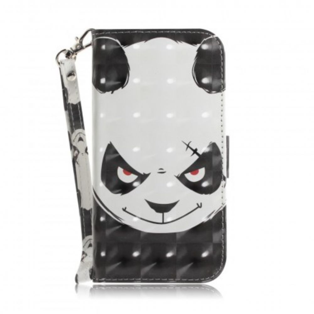 Folio-hoesje voor Sony Xperia 10 Met Ketting Boze Panda Met Riem