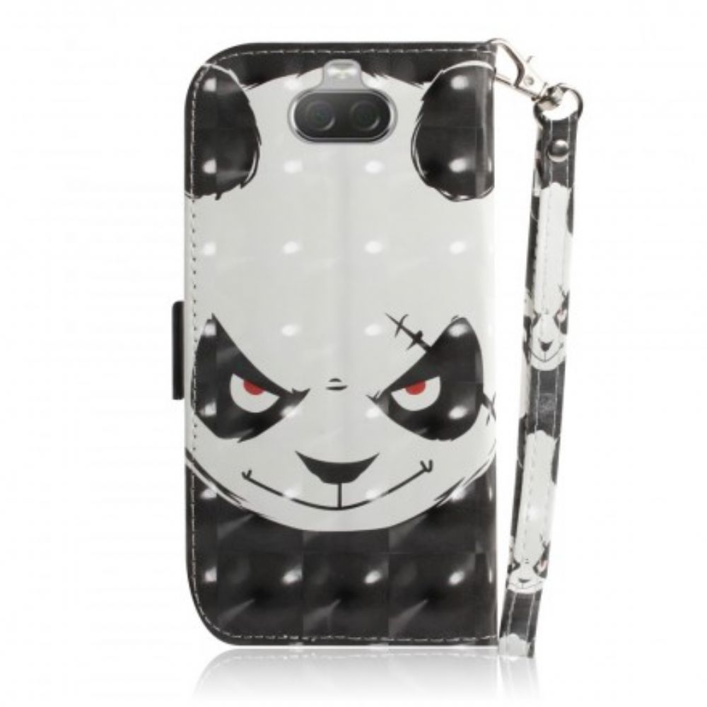 Folio-hoesje voor Sony Xperia 10 Met Ketting Boze Panda Met Riem