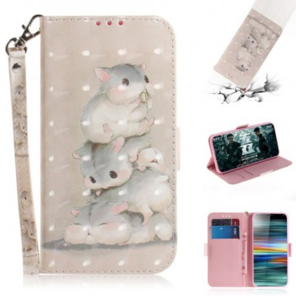 Folio-hoesje voor Sony Xperia 10 Met Ketting Thong Hamsters