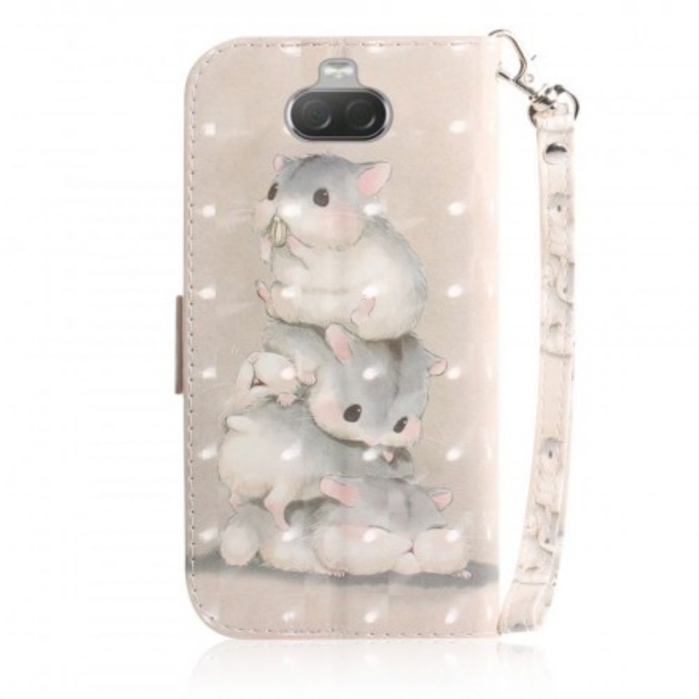 Folio-hoesje voor Sony Xperia 10 Met Ketting Thong Hamsters