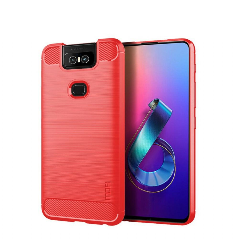 Hoesje voor Asus ZenFone 6 Mofi Geborstelde Koolstofvezel