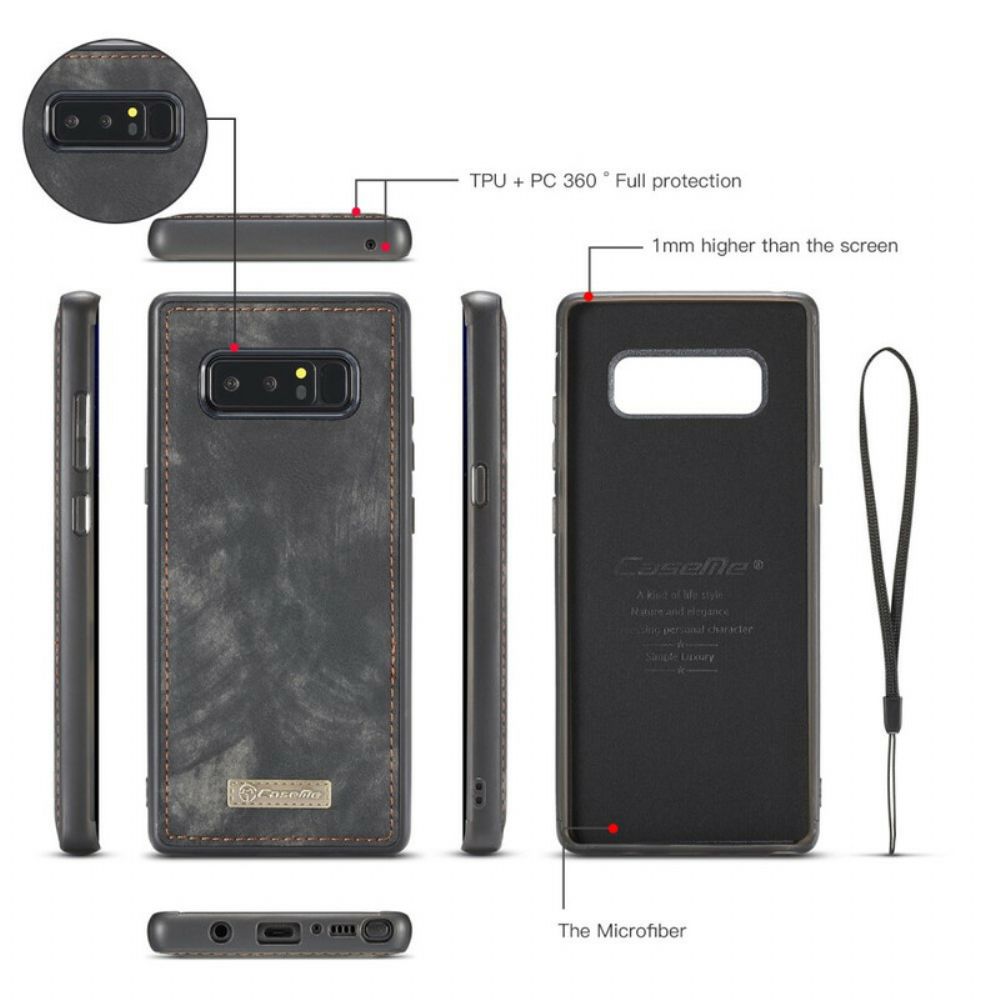 Folio-hoesje voor Samsung Galaxy Note 8 Caseme Vintage Leer