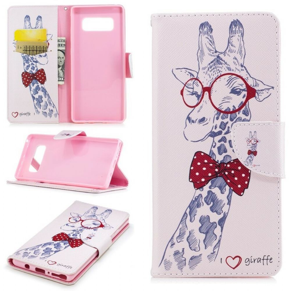 Folio-hoesje voor Samsung Galaxy Note 8 Nerdy Giraf