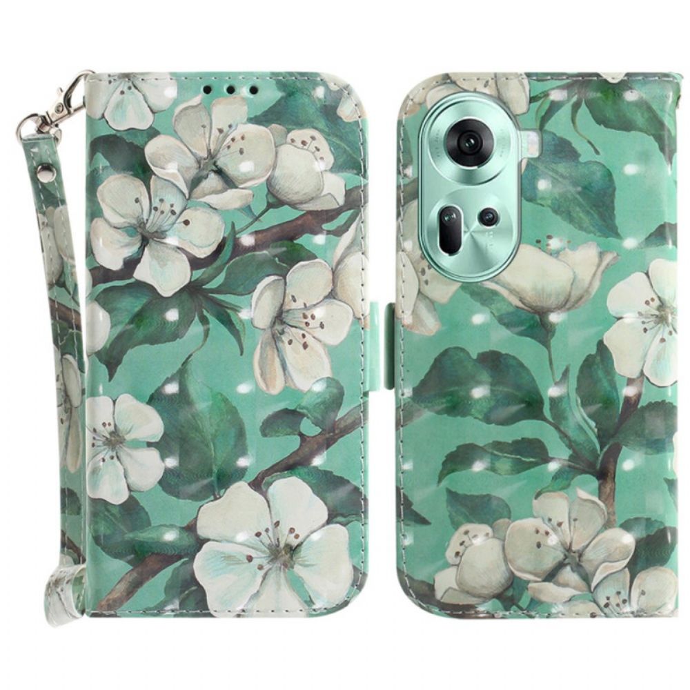 Bescherming Hoesje Oppo Reno 11 5g Aquarelbloemen Met Riempje