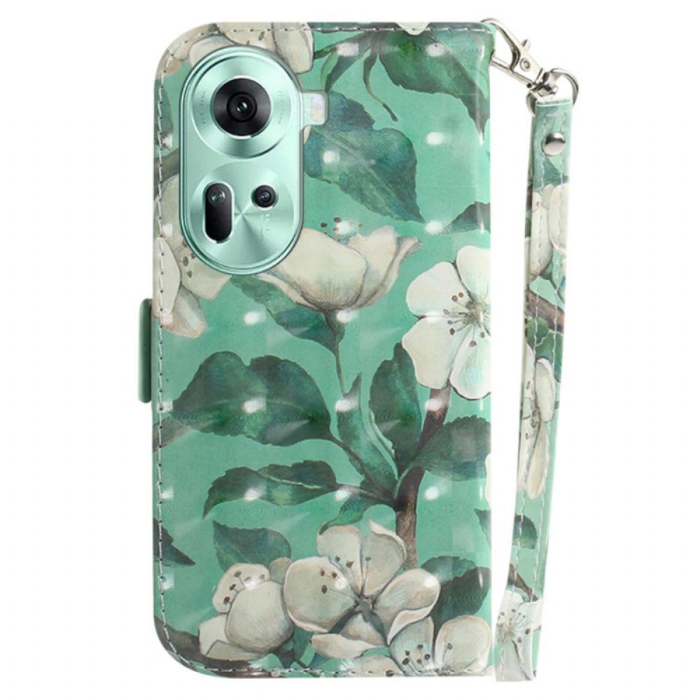 Bescherming Hoesje Oppo Reno 11 5g Aquarelbloemen Met Riempje