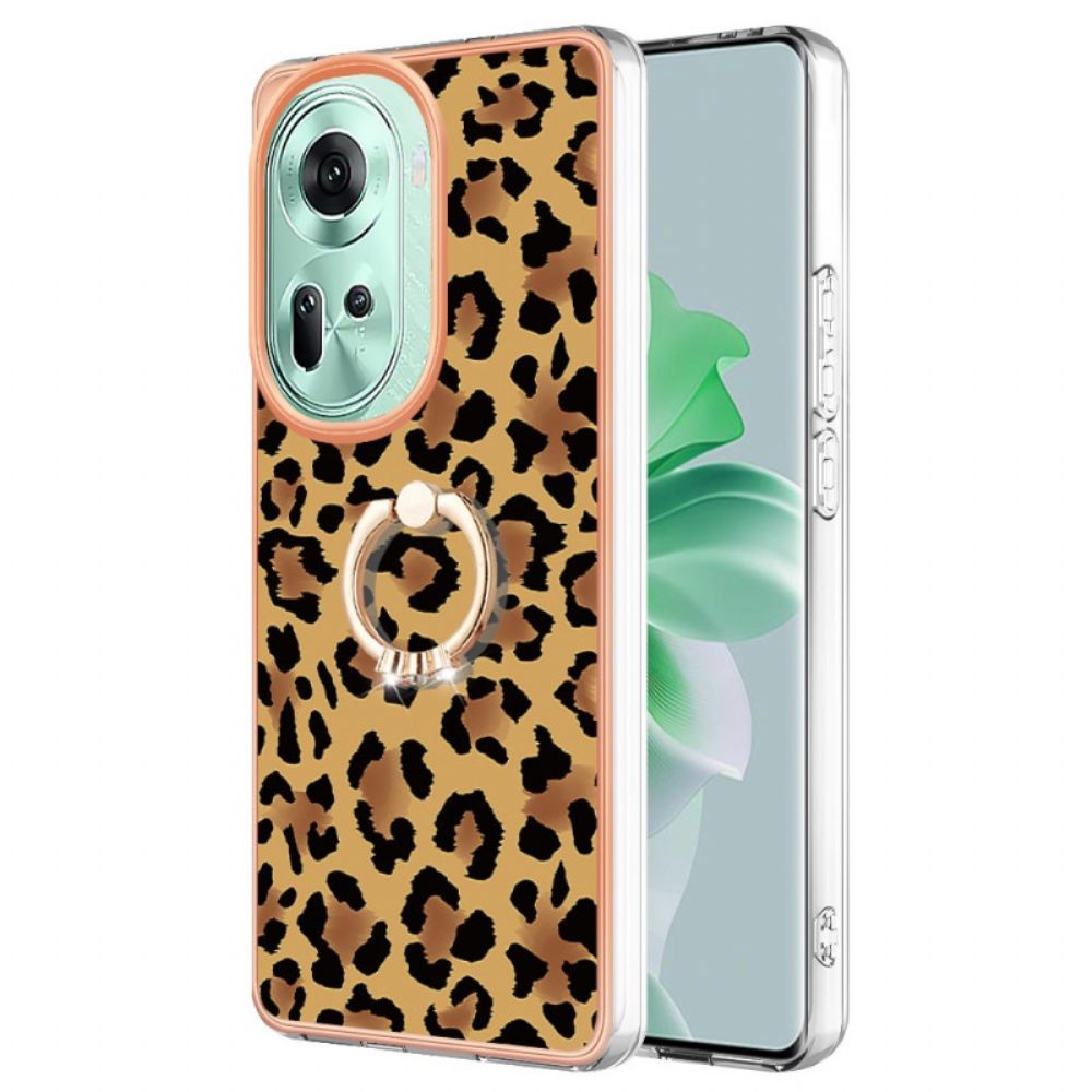 Cover Hoesje Oppo Reno 11 5g Telefoonhoesje Ringhouder Met Luipaardprint