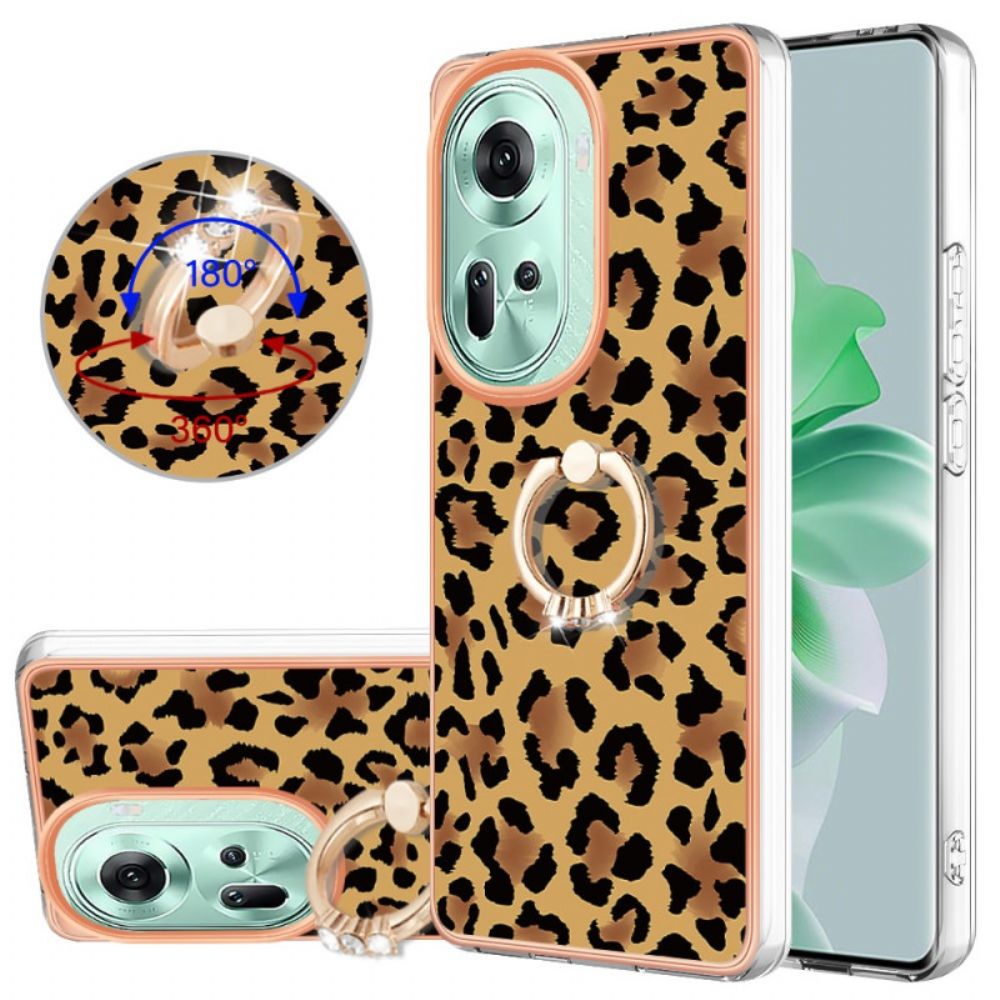 Cover Hoesje Oppo Reno 11 5g Telefoonhoesje Ringhouder Met Luipaardprint