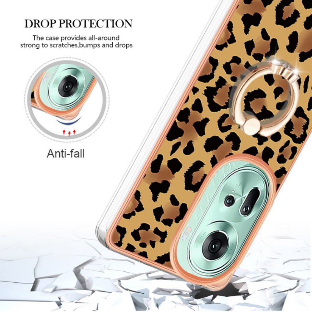 Cover Hoesje Oppo Reno 11 5g Telefoonhoesje Ringhouder Met Luipaardprint