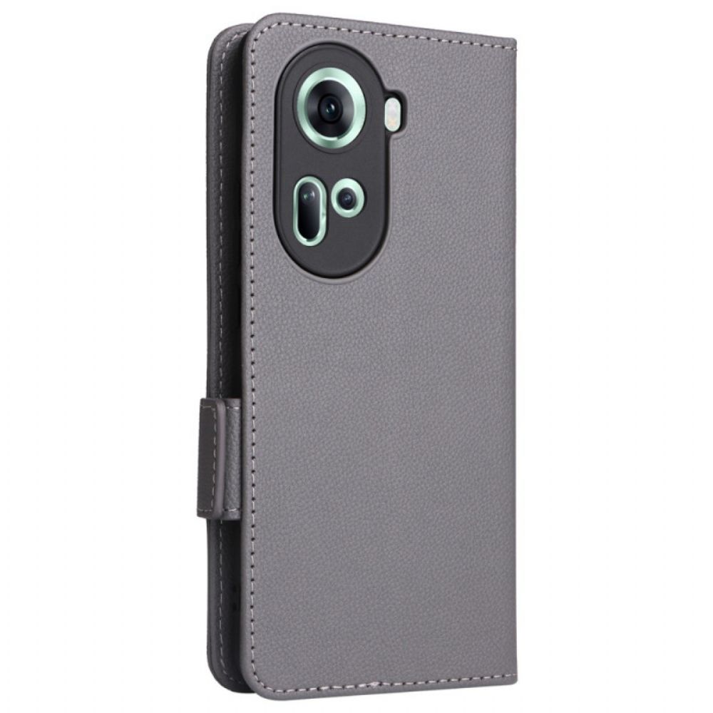 Flip Case Leren Oppo Reno 11 5g Litchi-textuur Met Riempje