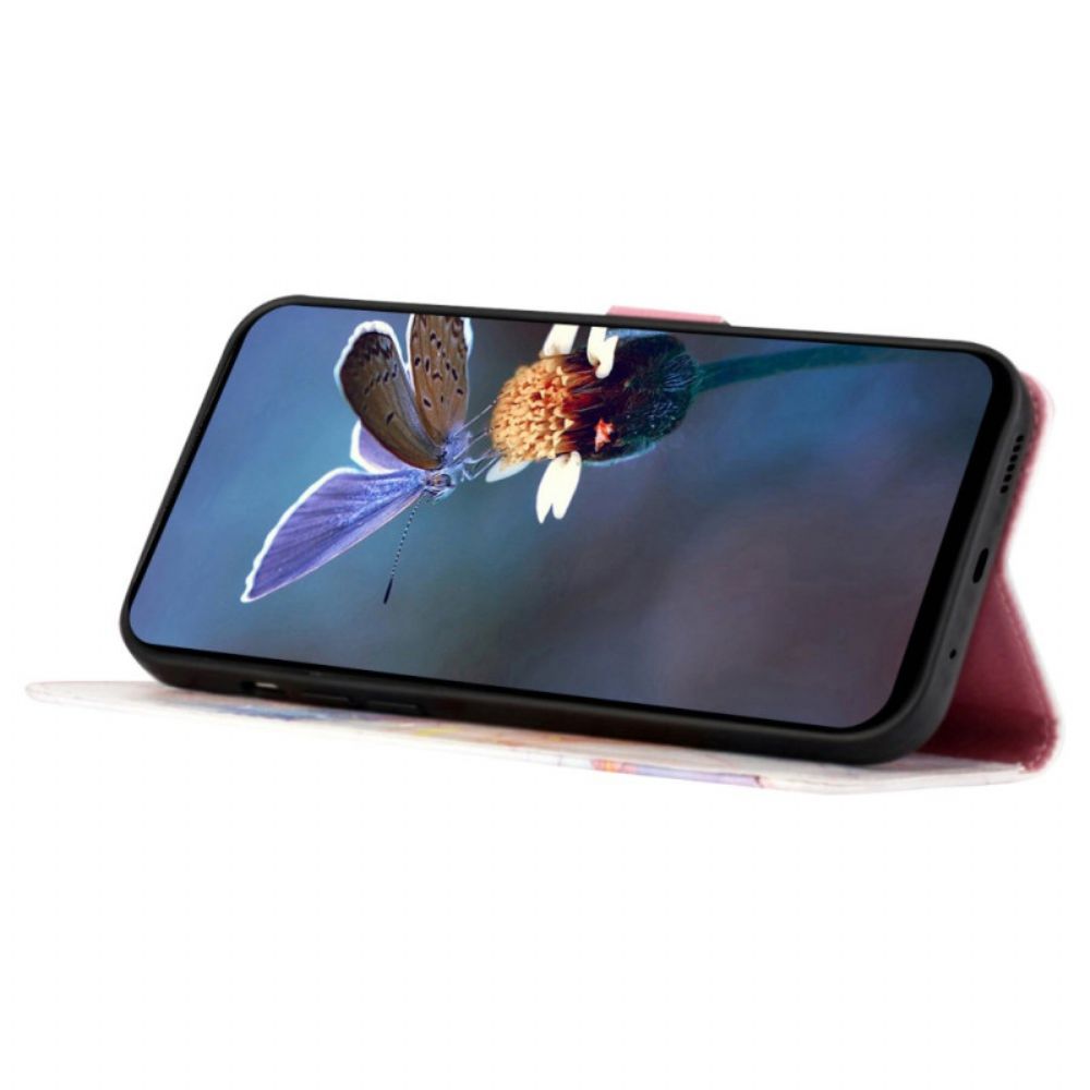 Folio-hoesje Oppo Reno 11 5g Telefoonhoesje Marmeren Schouderband