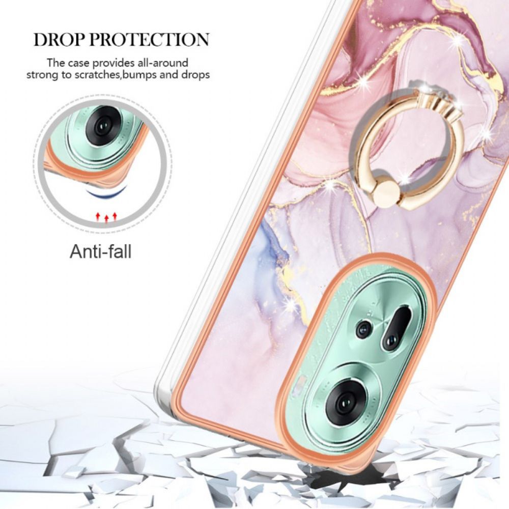 Hoesje Oppo Reno 11 5g Marmeren Design Steunring Bescherming Hoesje